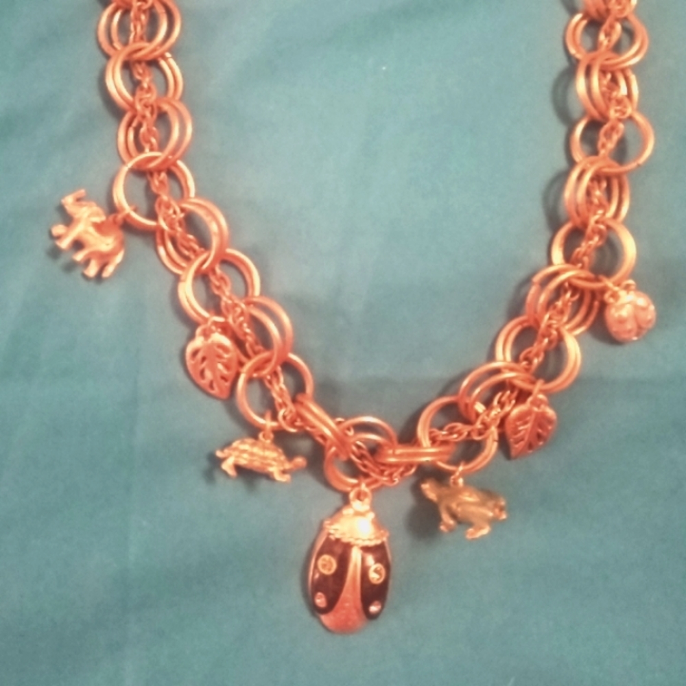 Chico's CHARM NECKLACE by Chico's. Turtle ,Scarab , frog, elephant